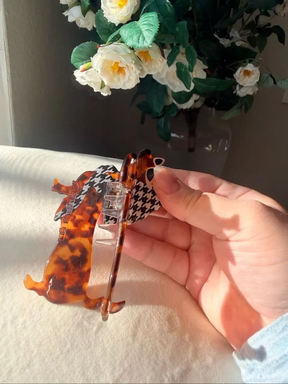 Dachshund Dog Hair Claw Clip Tortoise Houndstooth Statement Barrette